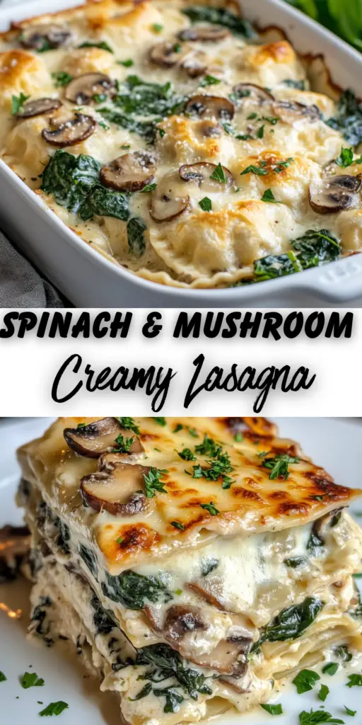 Easy Creamy Spinach and Mushroom Lasagna Recipe 4 10 1 1