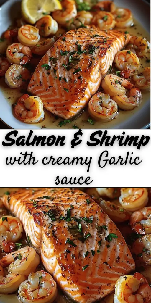 Salmon and Shrimp with Creamy Garlic Sauce 4 11 3