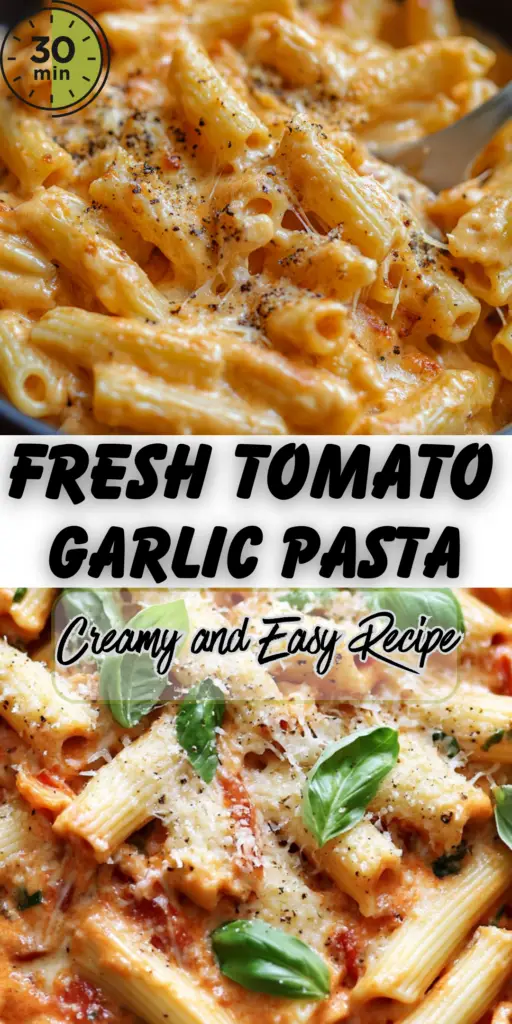 Easy & Creamy Fresh Tomato Garlic Pasta (Simple Recipe) 4 8 4 1