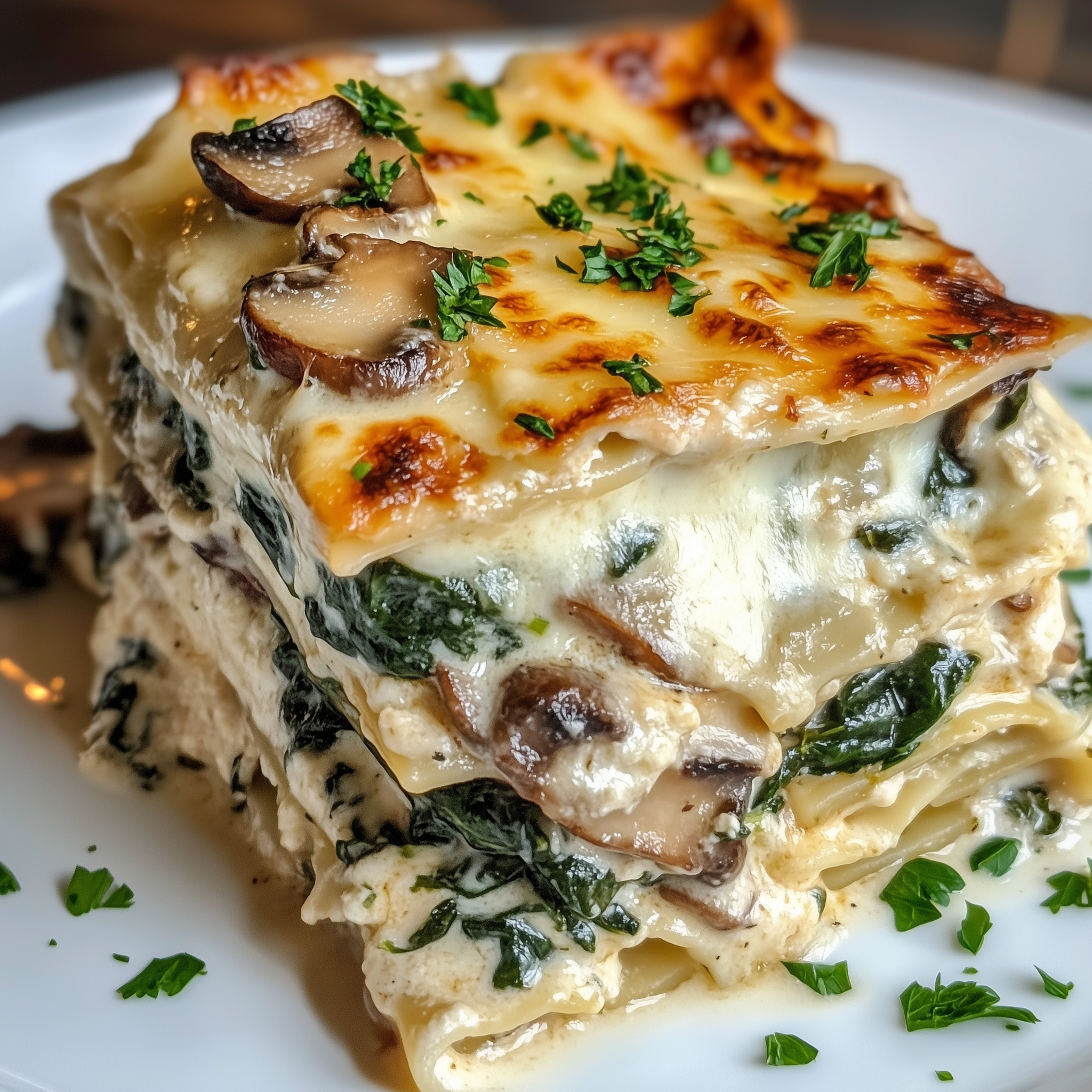 Easy Creamy Spinach and Mushroom Lasagna Recipe 3 anas3131 A decadent slice of spinach and chicken mushroom white e1c26dc4 7812 462c b98b b7507843c6f8