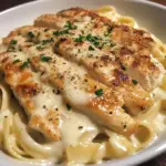 Marry Me Chicken Pasta Recipe 5 Plate of creamy Marry Me Chicken Pasta topped with tender chicken, sun-dried tomatoes, and fresh basil, served with a fork