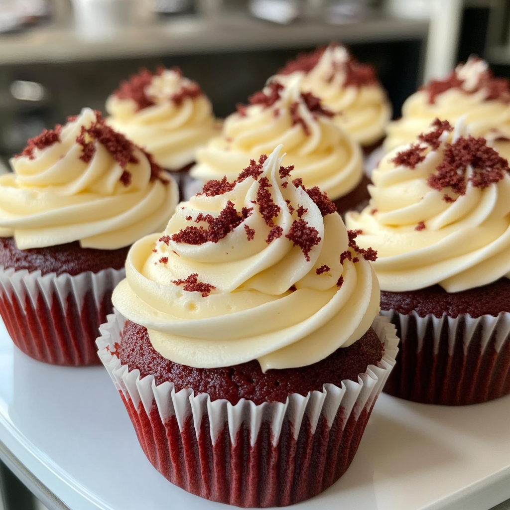 Delicious Red Velvet Cupcake Recipe 3 inesboulila A batch of freshly baked red velvet cupcakes topped 137f8f54 5b83 4680 a2e9 80385f67d061