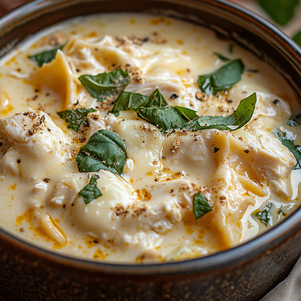 Creamy White Chicken Lasagna Soup 3 inesboulila A bowl of Creamy White Chicken Lasagna Soup featuri af6e6254 d39f 4df8 968c ce77d2cdbf59