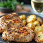 Garlic Parmesan Chicken and Potatoes (One-Pan Dinner) 5 inesboulila A modern kitchen scene featuring a one pan dinner o d38a5d25 b0a3 45fa a6bf 90dad07c99f0