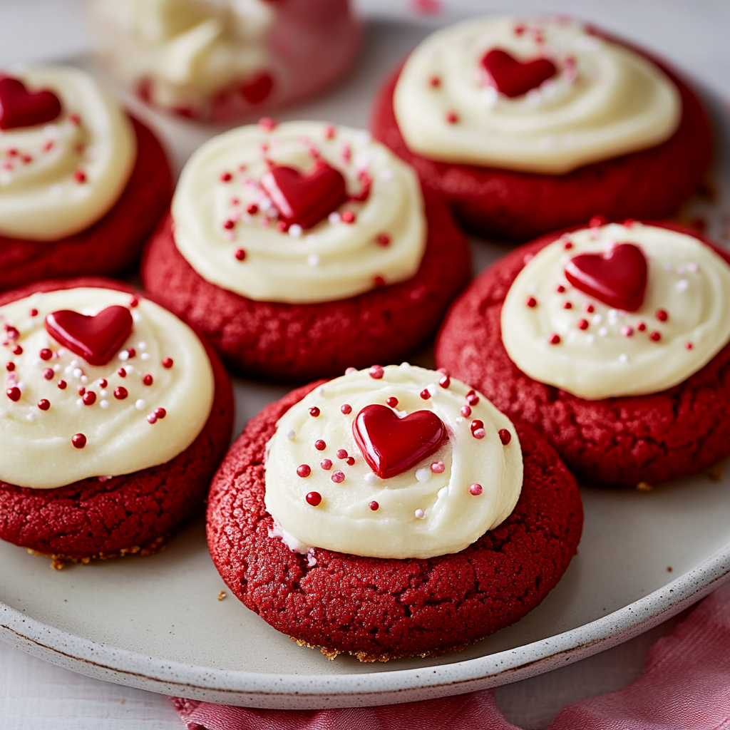 Red Velvet Cookies 4 inesboulila Red Velvet Cookies topped with luscious Cream Chees 28bf4af6 d4eb 4c64 8db2 008545108f29