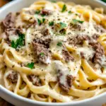 Creamy Ground Beef Alfredo Pasta 5 0 3 2
