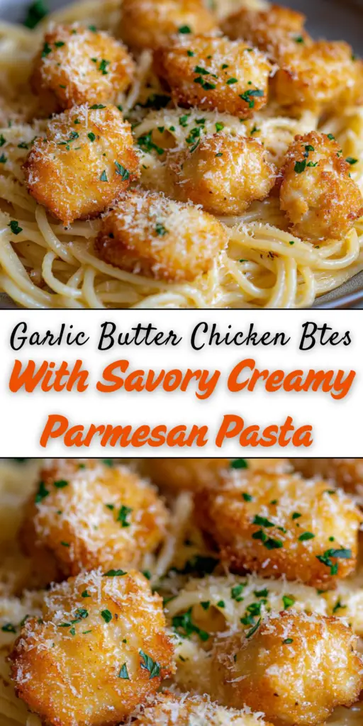 Garlic Butter Chicken Bites with Savory Creamy Parmesan Pasta 4 10 15