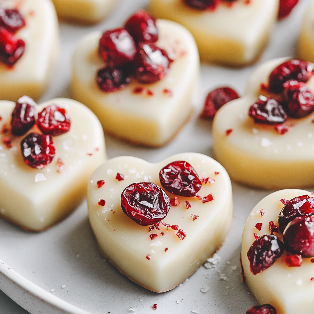 Valentine's Day Sweetheart White Chocolate Cranberry Bites 3 inesboulila A batch of Valentines Day inspired white chocolate 1ea948a0 02c2 4829 95e9 3c47be403148