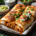 Sheet Pan Baked Chicken Chimichangas 5 inesboulila A batch of freshly baked chicken chimichangas golde f277a5fb 8d9b 470a b2f4 22656ada3ddb