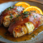 Brie Stuffed Prosciutto Wrapped Orange Chicken: A Decadent Dinner 5 inesboulila A beautifully plated dish of Brie Stuffed Prosciutt 835c8f71 f002 42c1 84e4 d02901e73db0
