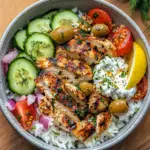 Easy Healthy Greek Chicken Bowls 5 inesboulila A bowl of Greek chicken featuring tender marinated bed6e36e d977 4cc7 a8fd 84f4b6c114af