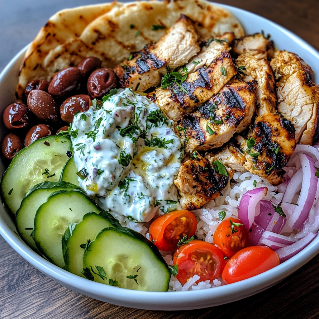Easy Chicken Gyro Bowls Recipe You’ll Crave 3 inesboulila A bowl of chicken gyro featuring tender marinated g 728d8e2c 8bb2 44fb 9926 bbf20074bd75