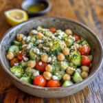 Healthy Chickpea Cucumber Salad with Feta & Tomatoes 5 inesboulila A fresh and vibrant bowl of healthy chickpea cucumb 8db1ac19 b1f4 4487 a99a db3f3a13cf94