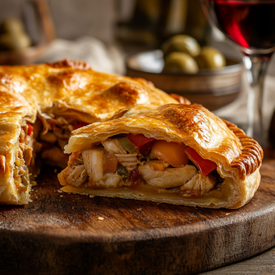 Empanada Gallega: A Traditional Spanish Delight 3 inesboulila A freshly baked Spanish Empanada Gallega with a gol 3e2ad711 625c 4cb2 a334 1ab57286140d