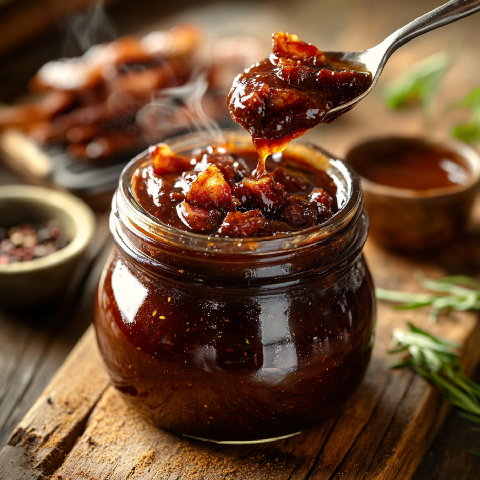 Bacon Barbecue Sauce Recipe 3 inesboulila A glass jar filled with rich smoky bacon barbecue s d60e77e1 dce2 499c 9c06 67a1ab0a1e84