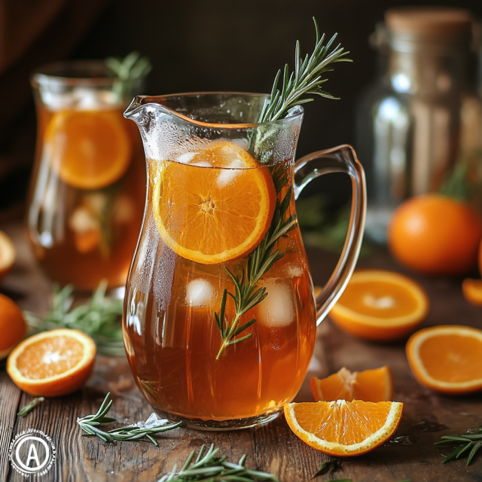 Homemade Orange Rosemary Iced Tea 3 inesboulila A glass pitcher of homemade orange rosemary iced te 37fb19d7 c02f 4501 b23d 0e44245ae5b2