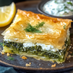 Classic Greek Spinach Pie (Spanakopita) 5 inesboulila A golden flaky slice of homemade spanakopita reveal bef0c60f fadb 43b9 94d5 df4260d90caa