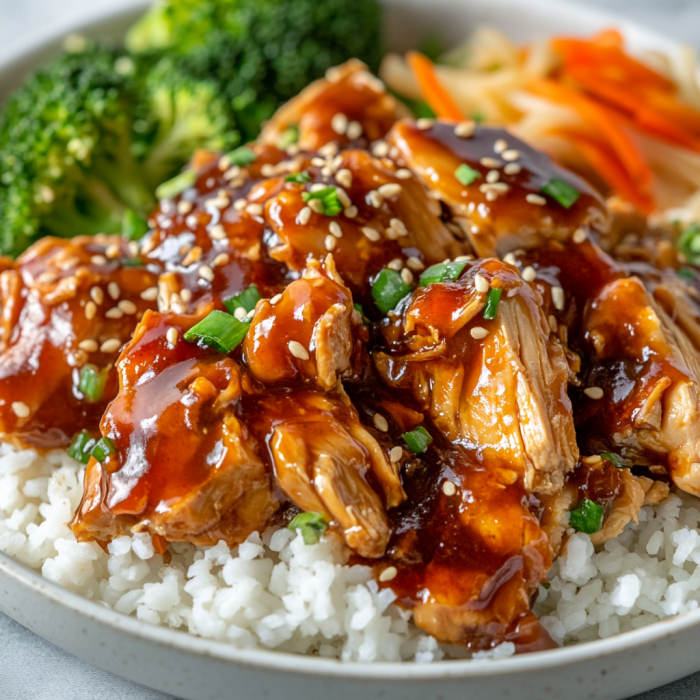 Slow Cooker Korean BBQ Chicken 3 inesboulila A plate of Slow Cooker Korean BBQ Chicken featuring d55aeb5b aa2a 48ec a070 9015a983946a