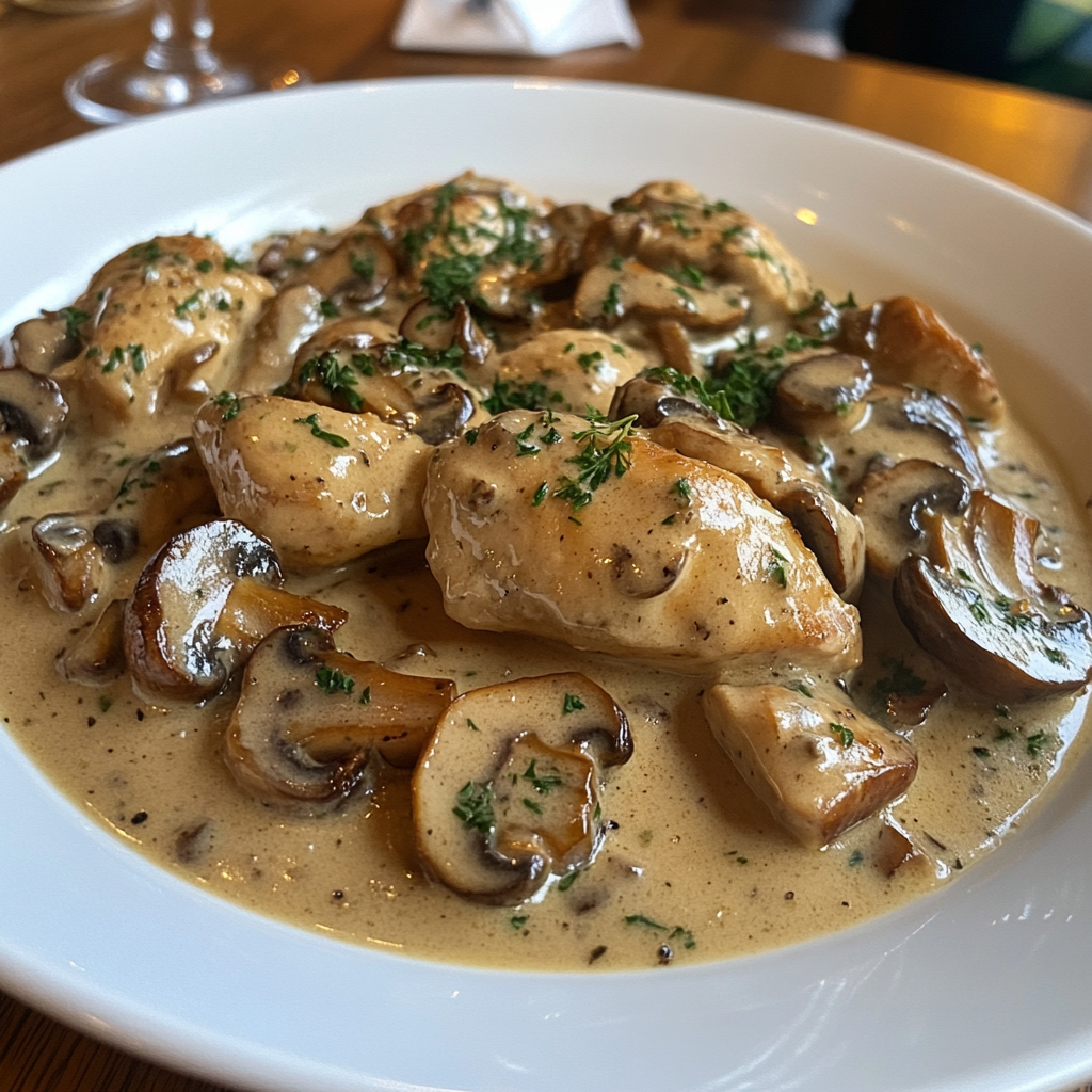 Creamy Mushroom Chicken Recipe 3 inesboulila A plate of creamy mushroom chicken with tender chic 1332882b fb0a 41b2 b588 f5cf3d850f12