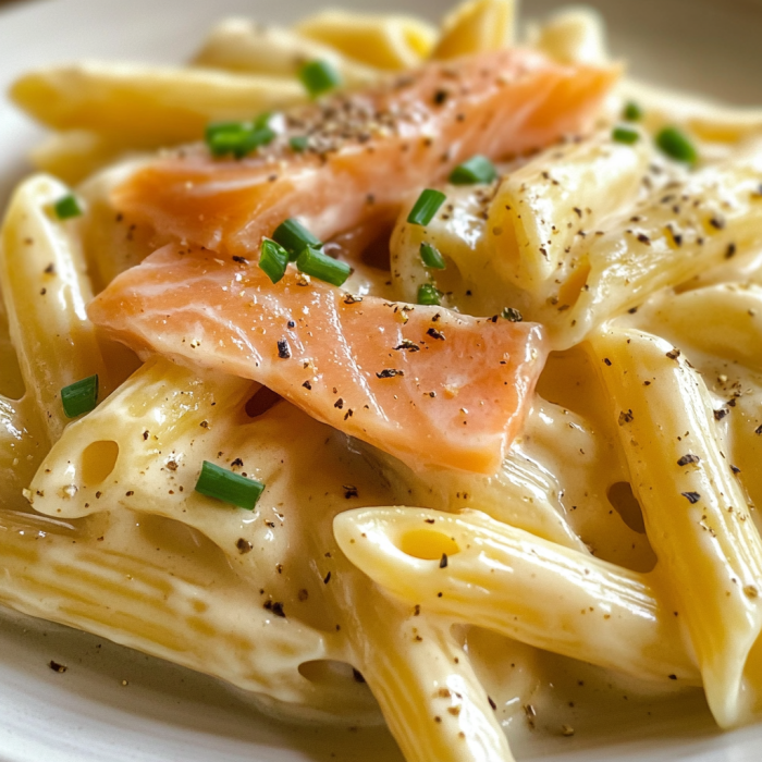Pasta with Smoked Salmon 3 inesboulila A plate of creamy penne pasta with smoked salmon fe cdb09ca7 0976 4592 b872 5a45b663cee9