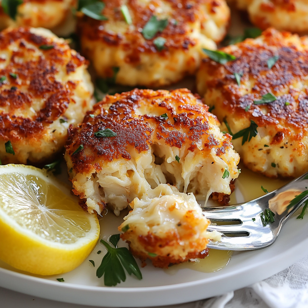 Golden Cheddar Crab Cakes with Zesty Lemon Butter Drizzle 3 inesboulila A plate of golden brown cheddar crab cakes crispy o d7815a03 c6ff 48ef 8c15 5836cf58c512