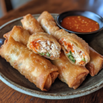 Homemade Chicken Spring Rolls (30-Minute Recipe) 5 inesboulila A plate of golden crispy homemade chicken spring ro b1861bc9 d0ab 492b 98eb 34135bab75b6