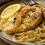 Lemon Garlic Butter Chicken with Parmesan Linguine 5 inesboulila A plate of tender golden browned chicken breasts dr 6b148b63 6608 4682 8357 97f2d8a4f93e