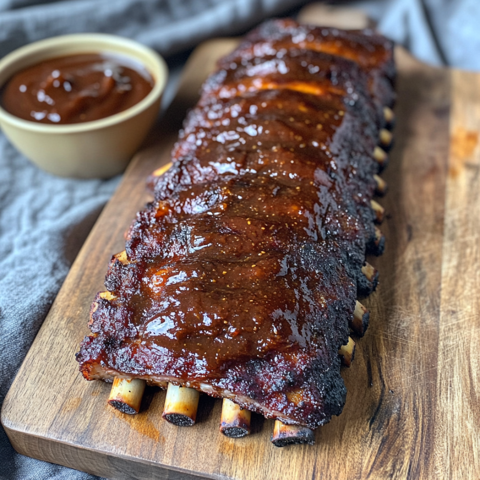 Smoked 3-2-1 Spare Ribs 3 inesboulila A rack of smoked 3 2 1 spare ribs glistening with a 54513da6 ad44 4bc0 9a02 c5be5123e285