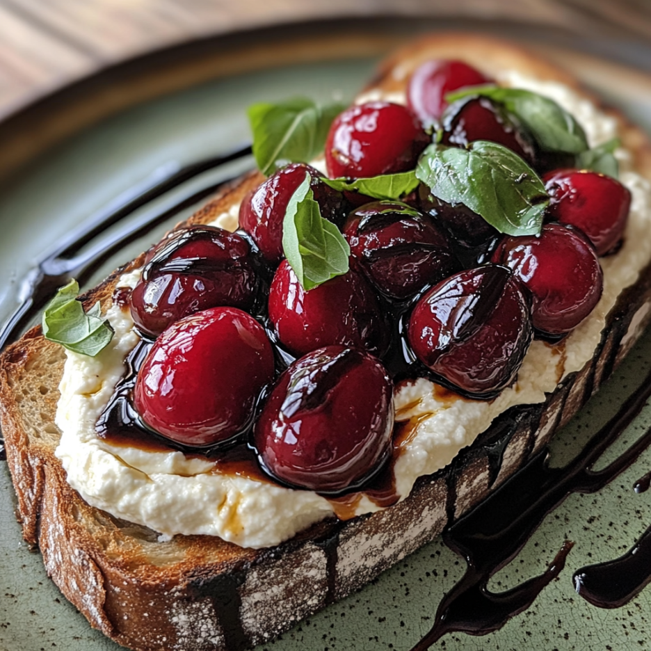 Whipped Ricotta Toast with Balsamic Cherries 3 inesboulila A rustic slice of golden crispy toast generously sp 0aa8e076 368e 4ff3 b94f 5f3005a13370