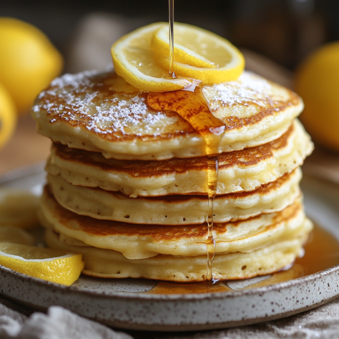 Lemon Greek Yogurt Pancakes 3 inesboulila A stack of fluffy Lemon Greek Yogurt Pancakes golde 507766df 3015 41e1 a5b8 e3784be2c1bb