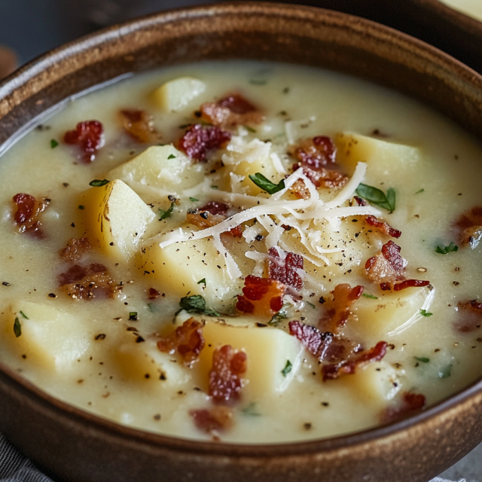 Old-Fashioned Potato & Bacon Soup 3 inesboulila A steaming bowl of Old Fashioned Potato Bacon Soup 66df600f e72c 410b 8b25 86341ee1ad91