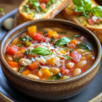 Winter Minestrone & Garlic Bruschetta: A Classic Comfort Food 5 inesboulila A steaming bowl of hearty Winter Minestrone Soup fi 48d0ce0d 7a6c 42b2 8ad5 324073601296