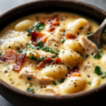 Hearty Chicken Bacon Gnocchi Soup 5 inesboulila A steaming bowl of hearty chicken bacon gnocchi sou 17fd3220 16a3 4512 8f03 6ca4bc047107