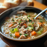 Turkey Soup - Perfect for Using Up Leftover Turkey During the Holidays 5 inesboulila A steaming bowl of homemade turkey soup filled with 7f3da376 9341 4993 8512 be0683c00e6e