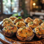 Easy Holiday Stuffed Mushroom Caps with Savory Filling 5 inesboulila A tray of easy holiday stuffed mushroom caps freshl f8518a93 1f54 4050 a91d 28bef33c521d