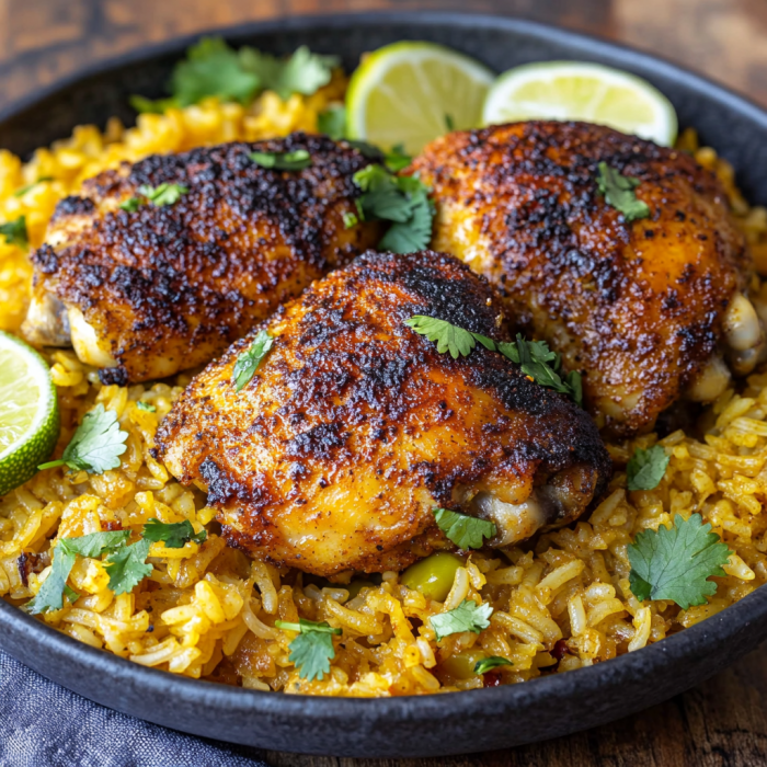 One Pot Caribbean Jerk Chicken & Rice 3 inesboulila A vibrant plate of One Pot Caribbean Jerk Chicken fd6ca06c 980f 423a 9f0b 16a5efe20e24