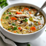 Slow Cooker Chicken and Wild Rice Soup 5 inesboulila A warm comforting bowl of Slow Cooker Chicken and W 9b40bd42 3698 4ee4 bb7c a2eed762b542