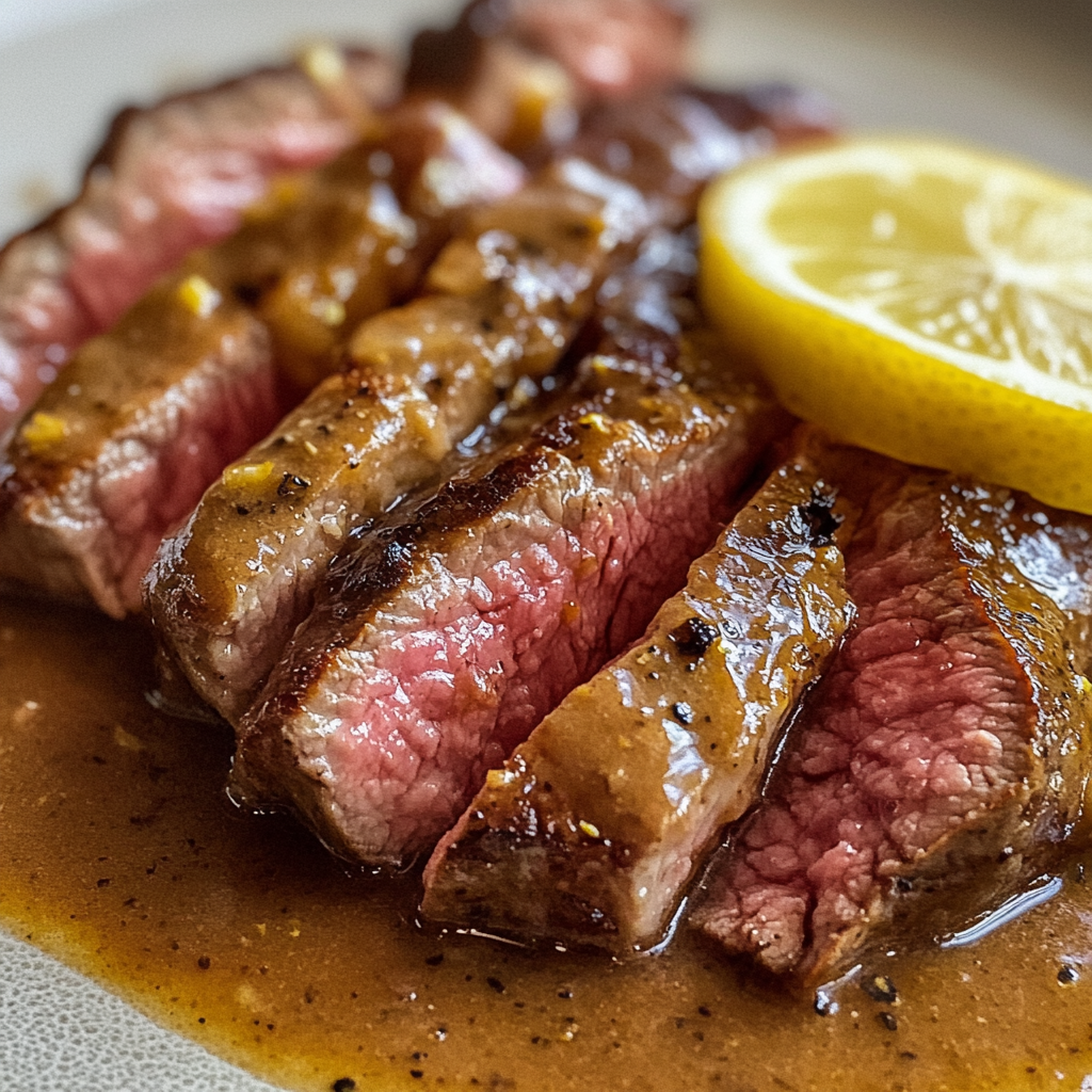 Pan-Seared Steak in Butter Sauce 3 inesboulila Pan seared steak perfectly cooked and sliced drizzl 42e81e66 d06a 4a7a be7c 61a149e3453e