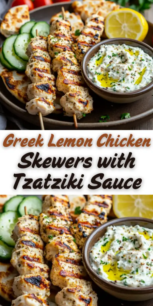 Greek Lemon Chicken Skewers with Tzatziki Sauce 4 13 47