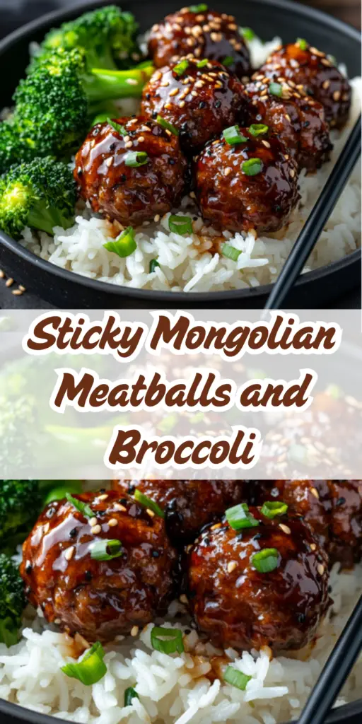 Sticky Mongolian Meatballs and Broccoli 4 16 41