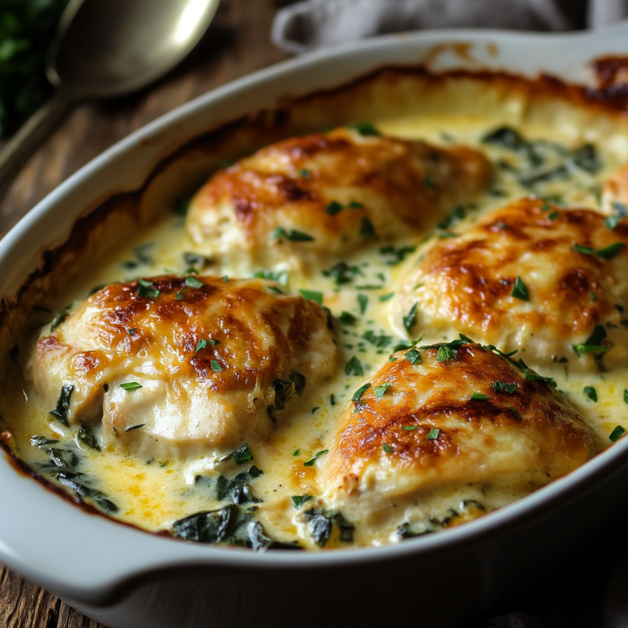Creamy Spinach Chicken Bake That's Family Approved 2 inesboulila A baking dish filled with Creamy Spinach Chicken Ba 87e36385 a9a7 4fe4 b8ef ad7ffeb3578c