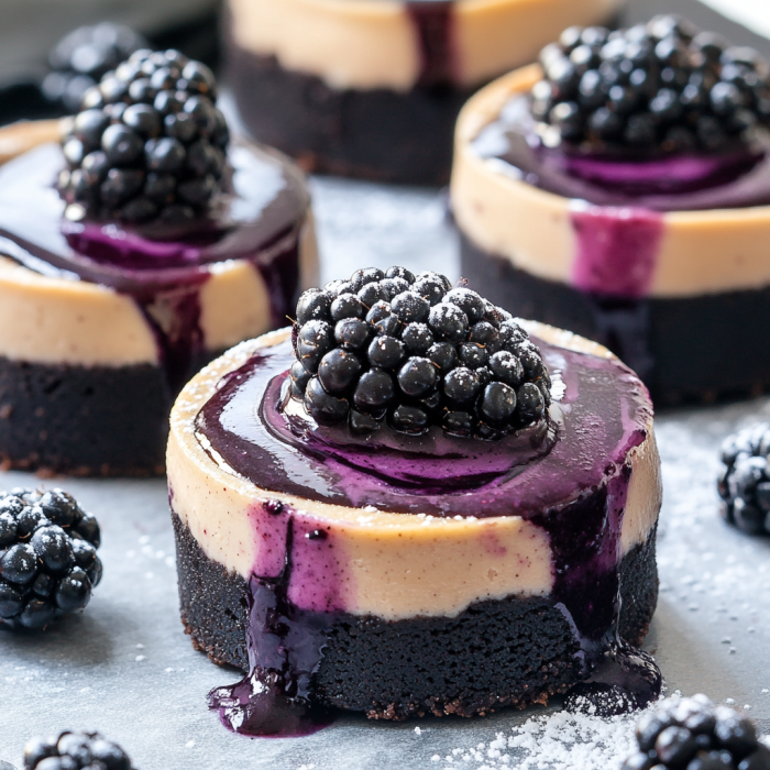 Blackberry Mini Cheesecakes 3 inesboulila A batch of blackberry mini cheesecakes each with a e1312617 a837 4ecc b4bd ab5b3f4f3936