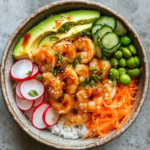 Spicy Shrimp Poke Bowl Recipe 5 inesboulila A beautifully arranged Spicy Shrimp Poke Bowl in a c5d6bd53 c720 45ba ae49 5a7dd8a003ae