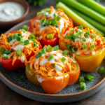 Healthy and Flavorful Buffalo Chicken Stuffed Peppers Recipe 3 inesboulila A beautifully plated dish of buffalo chicken stuffe 91e0e307 e7e5 4855 a2a0 cf1382bbccfe