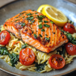 30-Minute Seared Salmon with Lemon Orzo: A Fresh and Flavorful Delight 5 inesboulila A beautifully plated dish of seared salmon with lem 9a5e9d56 3fd2 48f4 b0ce ff6830696293