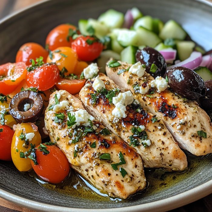 Zesty Greek Chicken with Lemon and Feta: A Bright and Refreshing Delight 3 inesboulila A beautifully plated dish of zesty Greek chicken fe 712f1640 089b 4da7 9e2b a698fc648754