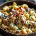 Ultimate Loaded Beef Cheeseburger Alfredo Pasta Recipe 3 inesboulila A bowl of Ultimate Loaded Beef Cheeseburger Alfredo a80acf90 5a18 4c00 974b c5fef4c6185f
