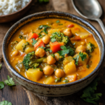Vegan Jamaican Chickpea Curry 5 inesboulila A close up of a vibrant Vegan Jamaican Chickpea Cur f9352341 9c6d 4646 93c7 351af968fc7f