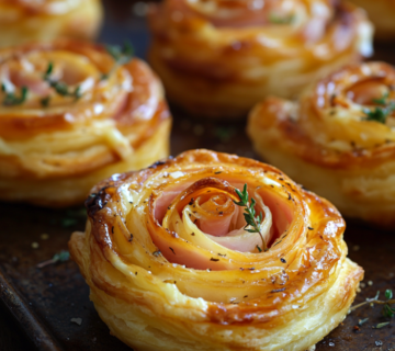 Irresistible Crispy Ham & Cheese Puff Pastry Recipe 9 inesboulila A close up of golden flaky puff pastry stacks with 6ba4c99e b5cf 4bec ad27 15e3fe420bf2
