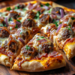 Bacon Cheeseburger Meatball Pizza Recipe – Ultimate Comfort Food 3 inesboulila A freshly baked Bacon Cheeseburger Meatball Pizza s 0238b6ca e231 4c54 8813 b7130daaa797